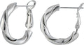 14k Gold Plated Hoop Earrings for Women, 925 Sterling Silver Posts Thick Twist Hypoallergenic Chunky Large Earrings 20mm 30mm 40mm 50mm
