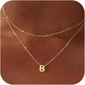 Valentines Day Gifts for Her - Bubble Letter Necklace Layered 14K Gold Plated Initial Necklaces for Women Dainty Cute Choker Pendant Stack Jewelry Fashion Accessories Teen Gift Trendy Stuff