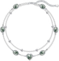 Gemstone Anklet for Women 925 Sterling Silver Gemstone Adjustable Layered Foot Bracelet Jewelry Gifts for Mother Wife