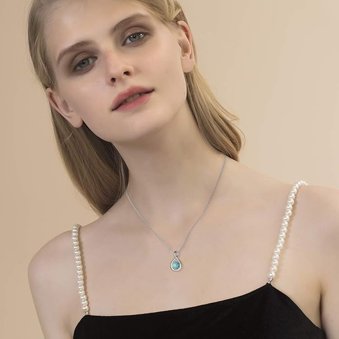 FANCIME Birthstone Necklaces for Women Fine Jewelry Sterling Silver Dainty Infinity Pendant Anniversary Birthday Christmas Gifts for Her Wife Mom Lady Daughter, Chain 16"+2" Extend
