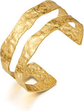 Gold Cuff Bracelet for Women Chunky Multi-layer Cross Wire Open Bracelet Hollow Wide Cuff Bracelets Adjustable Gold Open Cuff Bangle Bracelet
