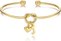 M MOOHAM Valentines Gifts for Her Teen Girls - Knot Initial Bracelets for Women Bridesmaids Proposal Gift Bridesmaid Gift Heart Initial Bracelet Friendship Bracelets Valentines Gifts for Women Sister