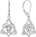 Starchenie Celtic Knot Dangle Earrings Sterling Silver Trinity Love Knot Leverback Earrings Gemstones Jewelry for Women