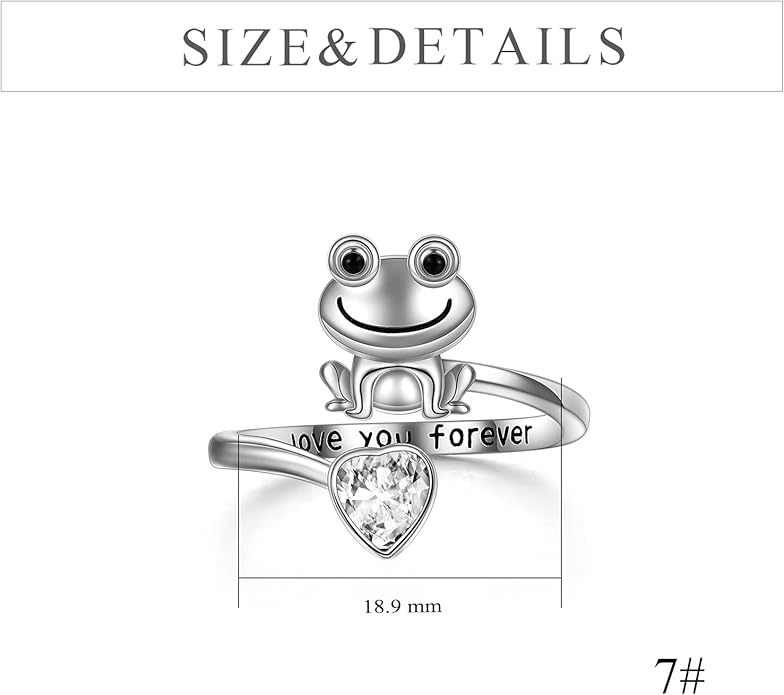 POPLYKE Frog Rings for Women Sterling Silver Frog Hold Topaz Heart CZ Rings Statement Rings