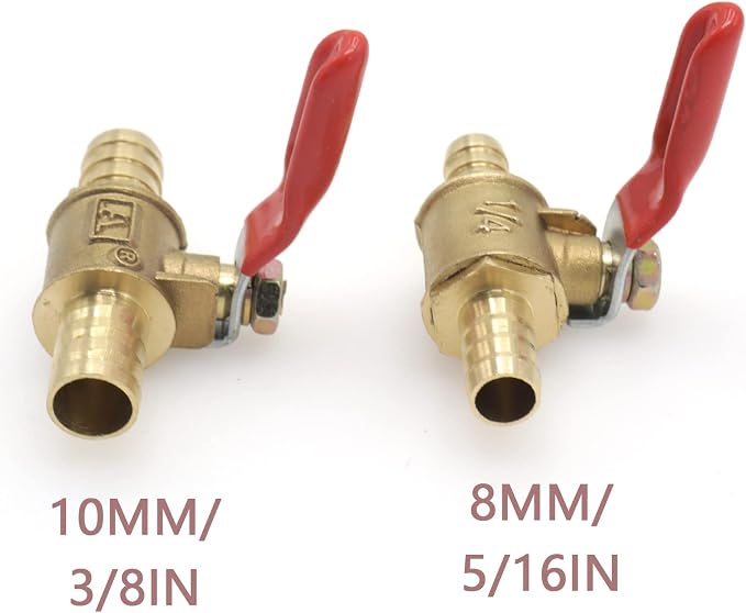 2-Pack 5/16 Inch Brass Ball Valve, 8mm Hose Barb - Image 3
