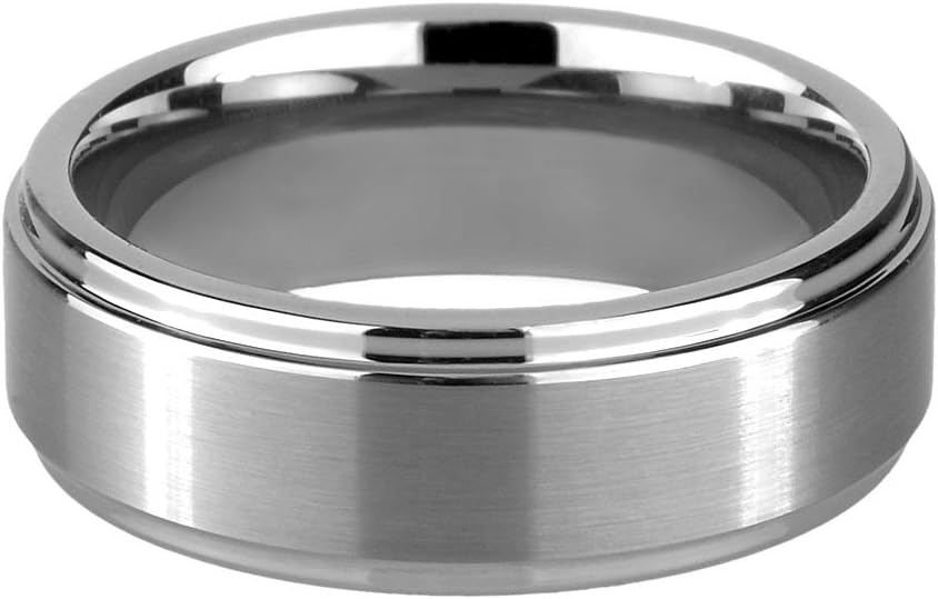 8mm Men’s Brushed Tungsten Carbide Luxury High Polished Wedding Ring Band