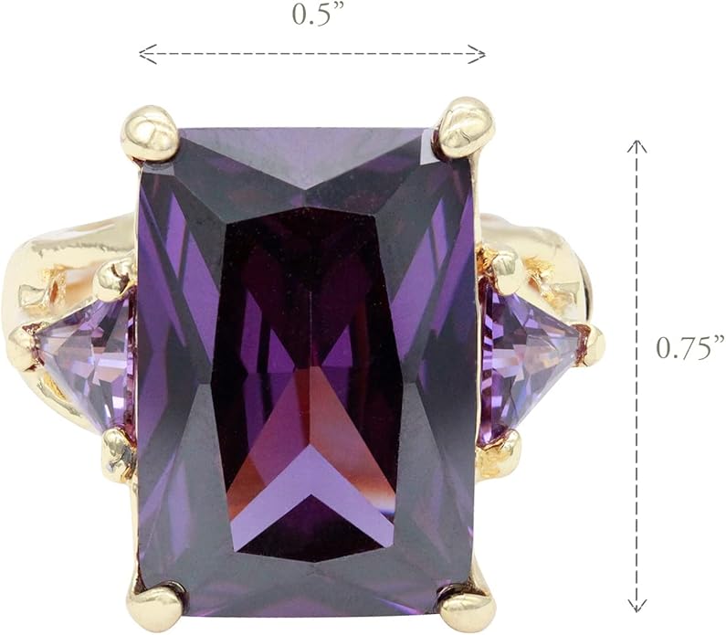 Lavencious Big Bold Radiant CZ Stones Stretch Rings for Women Size for 7-9