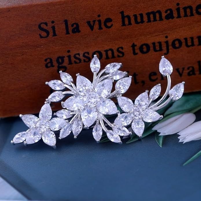Flower Brooch for Women Rhinestone Flower Brooch Pins Floral Brooches Jewelry Gift for Mom Wife