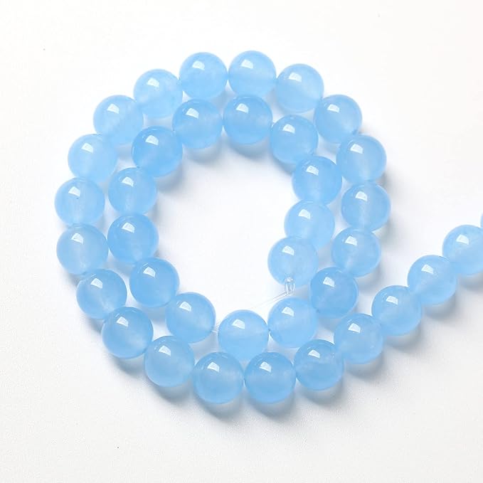 Blue Natural Chalcedony Aquamarines Stone Beads for Jewelry Making Round Jades Beads DIY Bracelet Accessories 6mm 61pcs