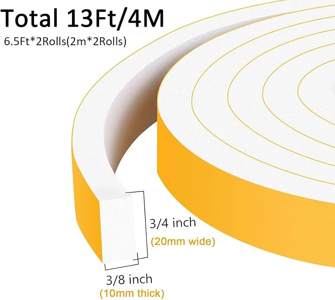 Foam Tape Insulation, Strong Adhesive, Weatherproof, 3/4x3/8in | Blocks Drafts - Image 6