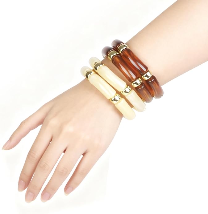 Chunky Acrylic Bracelets for Women -4Pcs Trendy Chunky Bangle Fashion Big Stackable Bangles Set, Trendy Cuff Bracelet Stack Fashion Womens Jewelry Gifts