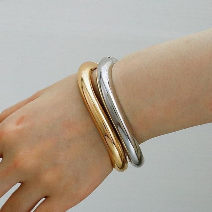 Gold/Silver Cuff Bangle Bracelets For Women Chunky Waterdrop Twisted Hinged Bangle Bracelets Minimalist Arm Cuff Bracelet Jewelry Gifts