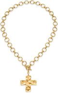 18k Gold Chunky Cross Necklace for Women Hammered Cross Choker Necklaces Bold Statement Necklace Trendy Jewelry