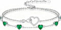 Prismata Infinity Birthstone Charm Link Bracelet 925 Sterling Silver Adjustable 12 Months Birthstone Infinity Bracelet Birthday Jewelry Gifts for Women Mom Her,with 7"+2" chain