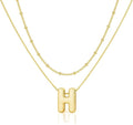 Initial 14K Gold Plated Necklaces for Women, Layered Bubble Letter A-Z Necklace Pendant Choker Necklaces for Women Trendy Monogram Name Necklace Personalized Jewelry for Women