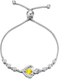 AGVANA Valentines Day Gifts Rosy Reverie Birthstone Bracelet for Women Sterling Silver Genuine or Created Gemstone Tennis Bracelet Rose Heart Jewelry Anniversary Birthday Gifts for Women Mom Wife Her