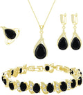 LMXXVJ Jewelry Set for Women,Teardrop Cubic Zirconia Necklace Earrings Adjustable Ring Bracelet Jewelry Set Formal Jewelry Gift