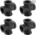 1/2" Black Pipe Fittings 4-Way Cross Fitting Home Expert 4 Pack | Malleable by HomeExpert