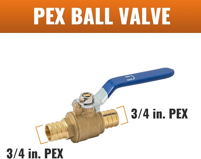 2-PCS PEX Ball Valve 3/4", Full Port Shut Off Valve 1/4 Turn | Brass - Image 2