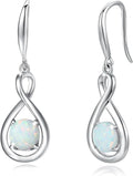 FANCIME Valentines Day Gift Dangle Drop Earrings 925 Sterling Silver Dainty Infinity Round Gemstone Birthstone Jewelry Birthday Gifts for Her Women