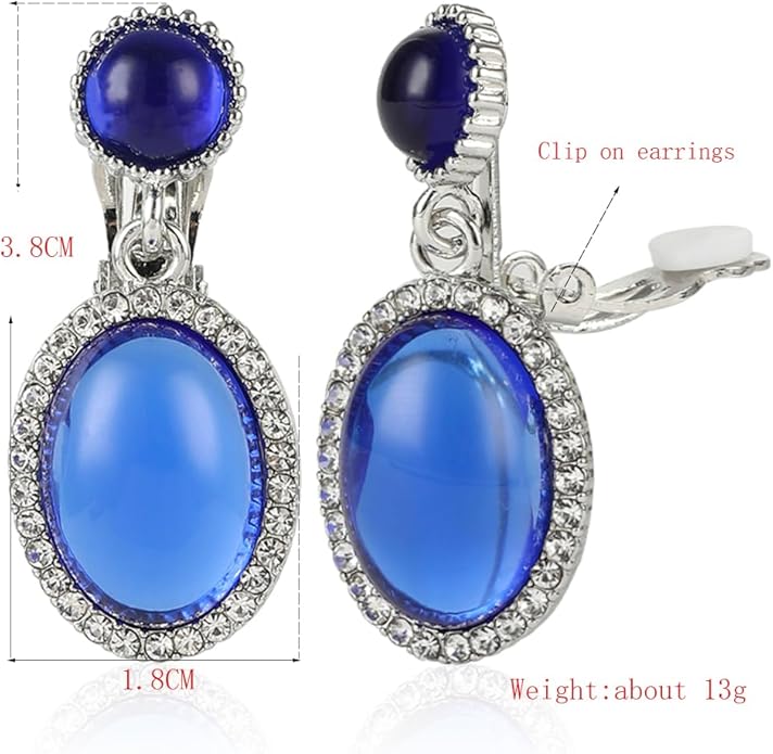 YINLI Classic Crystal Dangle Clip on Earrings Halo Drop Earrings for Women