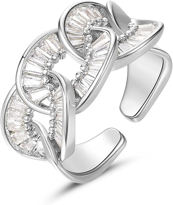 KissYan Gold Rings for Women, 14K Gold Plated Adjustable Statement Irregular Geometric Diamond Twisted Open Stackable Band Chunky Finger Rings Dainty Cubic Zirconia Jewelry Gifts