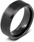Manly Bands: Mens Black Plated Tungsten and Black Zirconium Wedding Bands and Rings - Comfort Fit and Stylish Black Rings for Men, Free Silicone Ring Included