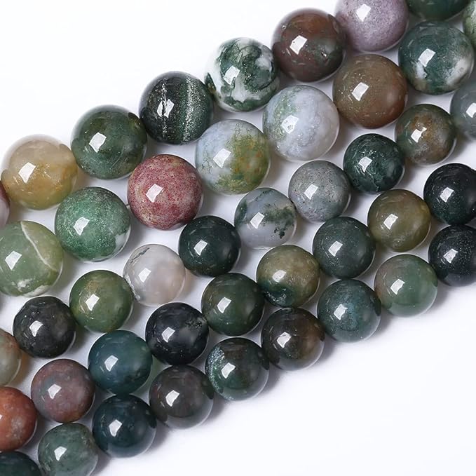 90pcs 4mm Natural Indian Agate Gemstone Beads Smooth Round Loose Spacer Beads for Jewelry Making DIY Bracelet Necklace 15" Strand (Indian Agate, 4mm)