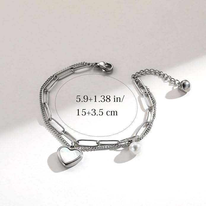 Emibele Heart Charm Bracelet for Women, Bible Verse Bracelet Stainless Steel 18K Gold Plated Bracelet Love Pendant Link Chain OT Clasp, Birthday Christmas Jewelry Gift for Mother Her