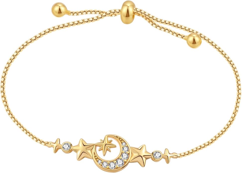 Women's 925 Sterling Silver Bracelet, Non Tarnish 18K Gold Plated Bracelets for Women, Dainty Chain Simple Jewelry Cute Handmade Minimalist for Gift