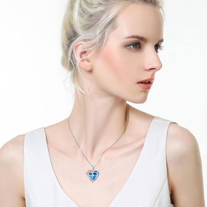 PELOVNY Rose Heart Initial Necklaces for Women S925 Sterling Silver Alphabet Letter Crystal Necklace Initial Pendant Jewelry Gifts for Mom Daughter Wife