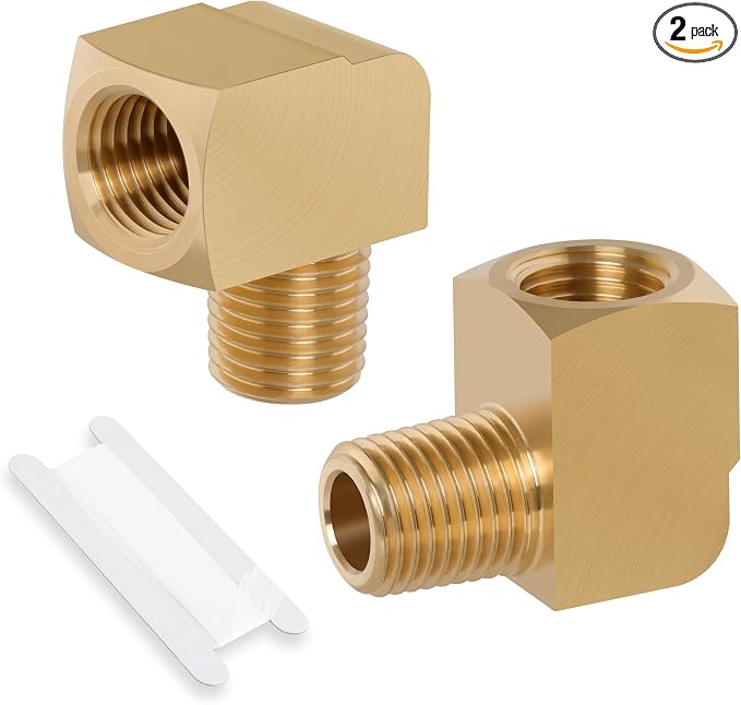 2Pcs Brass Pipe 90 Degree Barstock Street elbow, 3/8" x 3/8" | 3/8 Inch NPT by Ailbiuko