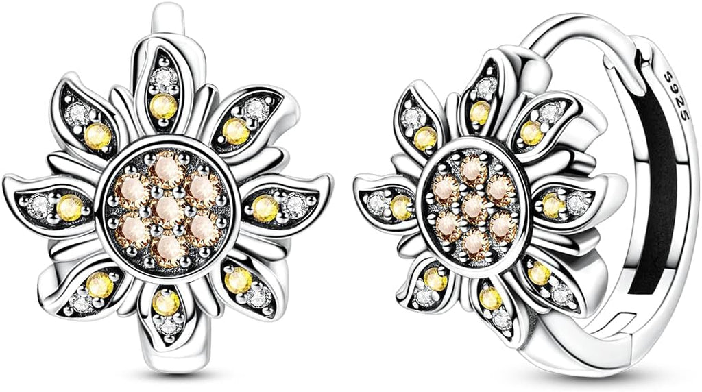 LAZA 925 Sterling Silver Hoop Earrings for Women, Hypoallergenic Huggie Butterfly Dangle Drop Earrings Colorful Flower Earrings Jewelry Gifts
