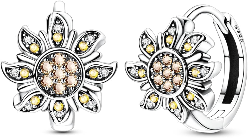 LAZA 925 Sterling Silver Hoop Earrings for Women, Hypoallergenic Huggie Butterfly Dangle Drop Earrings Colorful Flower Earrings Jewelry Gifts