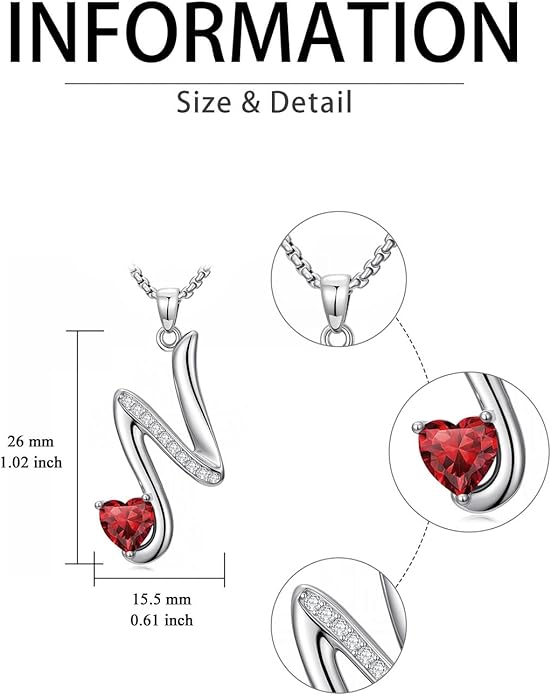 Valentines Day Gifts for Women Alphabet A to Z Initial Birthstone Pendant Necklaces for Women - 18k White Gold Plated Personalized Name Jewelry Valentine Mothers Day Birthday Gifts for Women Her Girlfriend