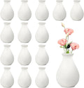 15 Pack White Ceramic Bud Vases Bulk, 3.9 Inch Premium Boho Small Flower Vases by Rainmae