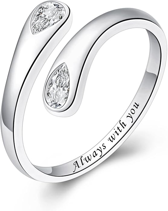 Fookduoduo 925 Sterling Silver Ring Inspirational Jewelry adjustable Wrap Open Rings for Women