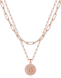 Yoosteel Valentines Gifts for Women Her - Gold Layered Initial Necklaces for Women 14K Gold Plated Dainty Layering Paperclip Link Chain Necklace Coin Initial Necklace Birthday Gifts for Teen Girls