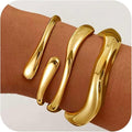 Gold Bracelets for Women Trendy, 18K Gold Plated Bangle Bracelet Set Chunky Twist Cuff Gold Bracelet Non Tarnish Waterproof Jewelry Gifts for Women