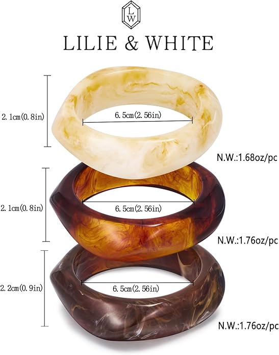 LILIE&WHITE Colorful Acrylic Bangle Bracelets For Women Resin Bangles Chic Vintage Gold Bracelet Chunky Bracelets Jewelry Gift