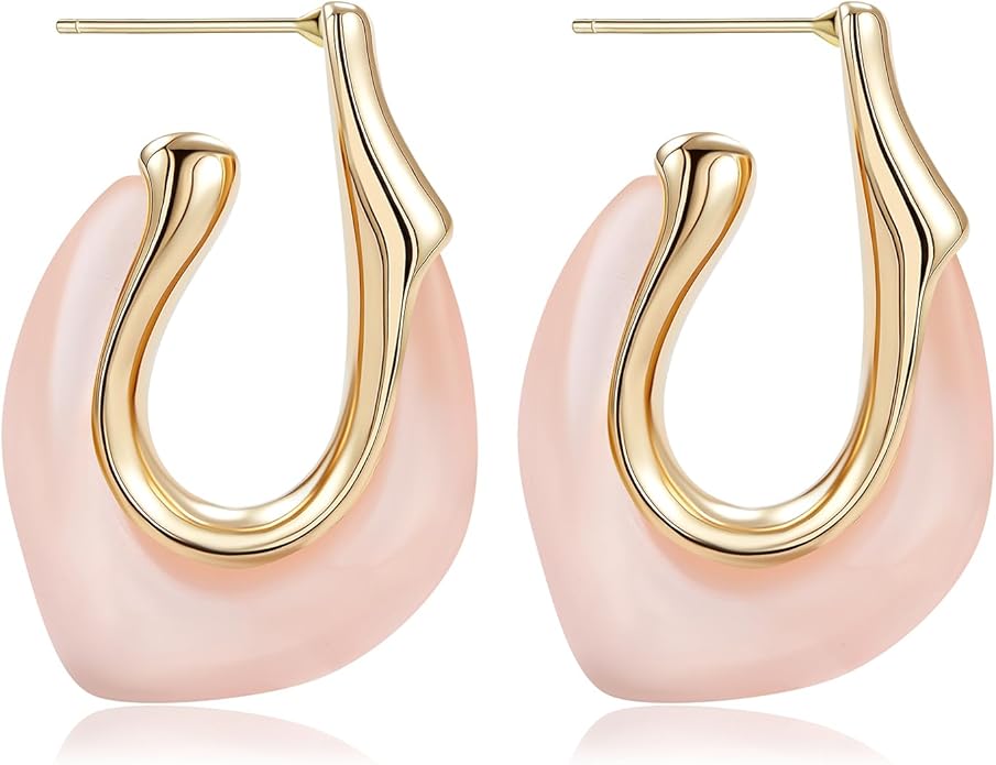 Acrylic Hoop Earrings Chunky Huggie Statement Vintage Earrings Cute Resin Drop Earring Trendy Jewelry Gifts for Women