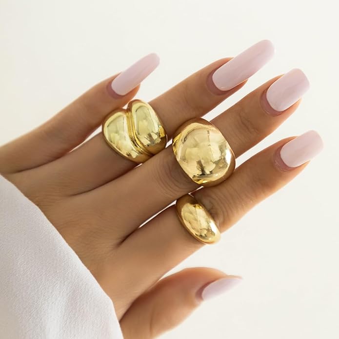Sora Tuki Rings for Women Chunky Rings Set Adjustable Stackable Ring for Women Bold Thick Statement Ring Trendy Chunky Jewelry