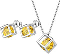 Aurora Tears Birthstone Necklace/Earring 925 Sterling Silver Women Cross/3D Cube/Cresent Moon Birth Stone Jewelry Mens Birthday Gift Anniversary Present