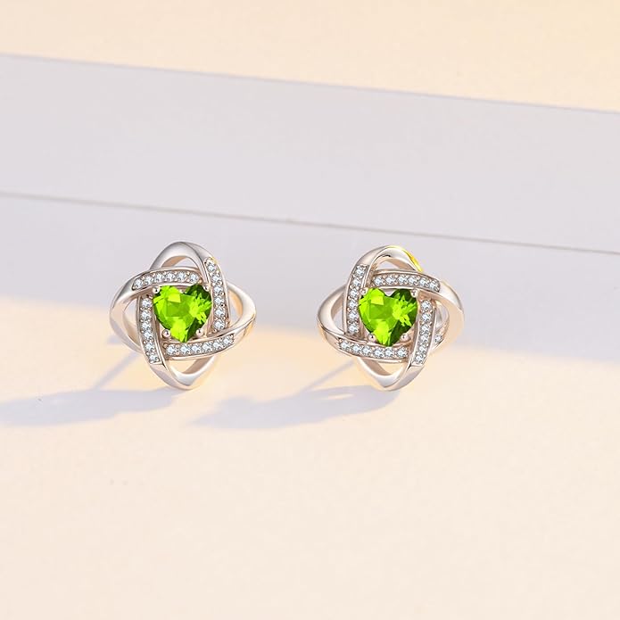 MEDWISE 925 Sterling Silver Birthstone Stud Earrings for Women Birthday Jewelry Gifts for Daughter Mother Women Valentines Day Gifts for Her