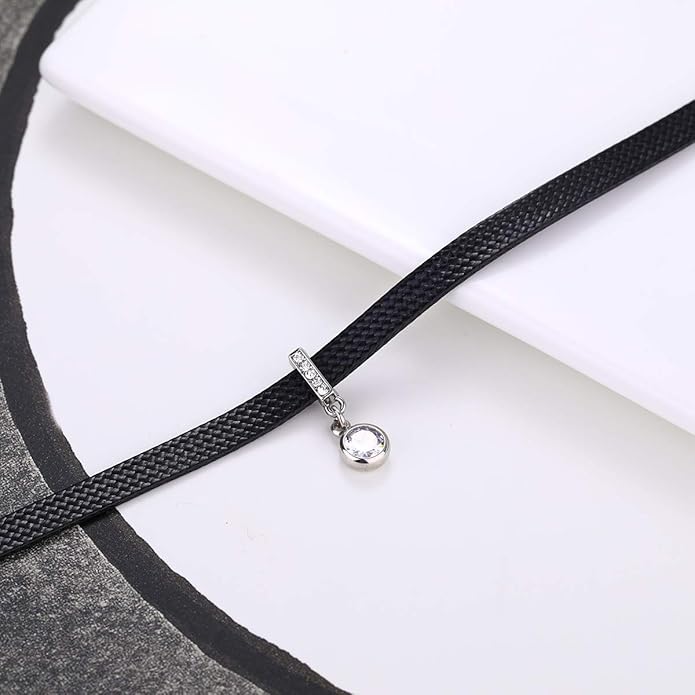 Yonhon Black Choker Necklace for Women,Gold/Siver Tone Choker Necklace with Elegant Pendantant