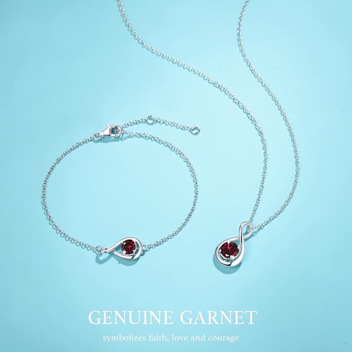 FANCIME Birthstone Necklaces for Women Fine Jewelry Sterling Silver Dainty Infinity Pendant Anniversary Birthday Christmas Gifts for Her Wife Mom Lady Daughter, Chain 16"+2" Extend
