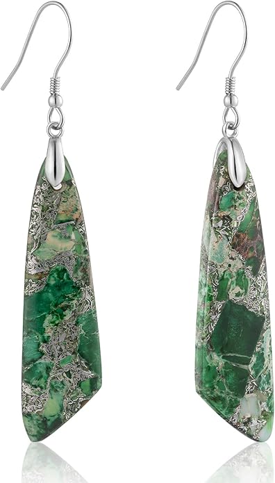SELOVO Jasper Stone Earrings for Women Trendy Dangle Earrings Fishhook Drop Earrings