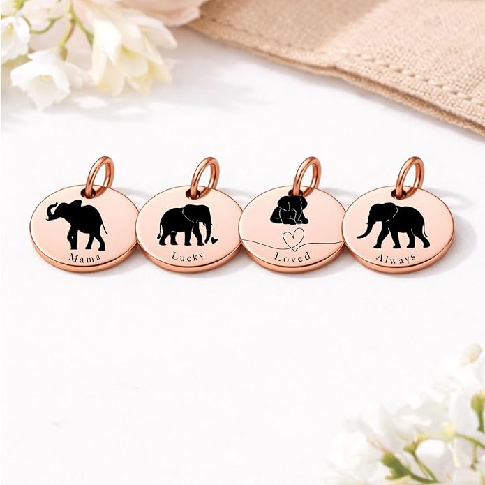 SM Design Mama Animal Charm Set – Set of 4 Stainless Steel Charms – Motherhood & Family Keepsake Jewelry Charmss