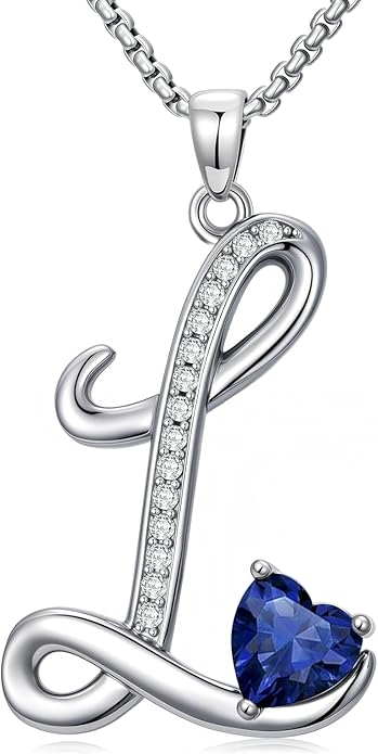 Valentines Day Gifts for Women Alphabet A to Z Initial Birthstone Pendant Necklaces for Women - 18k White Gold Plated Personalized Name Jewelry Valentine Mothers Day Birthday Gifts for Women Her Girlfriend