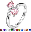 1CT Adjustable Women Heart Ring 925 Sterling Silver Birthstone Rings for Women Promise Ring for her Simulated Gemstone Statement Stackable Band Width 2mm Open Size 5~9